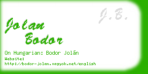 jolan bodor business card